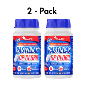 CleanPill Pastillas de Cloro Efervescentes, 2-Pack, 48 pz, 160 gr c/uno